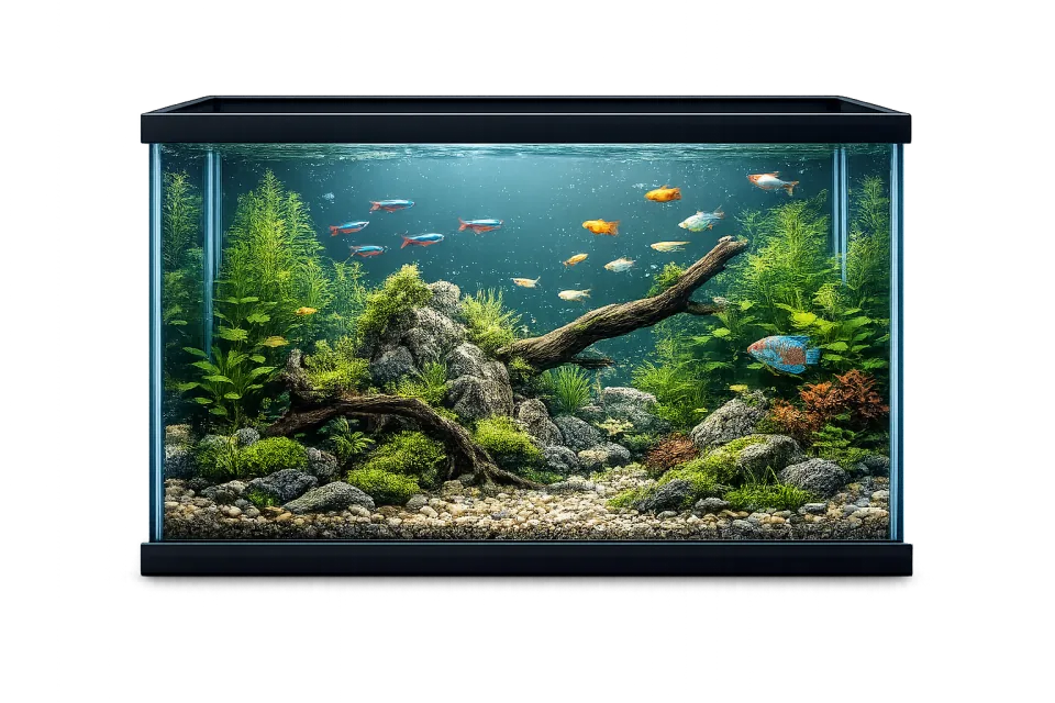 smart-fish-tank 仓库中的水草鱼缸配图